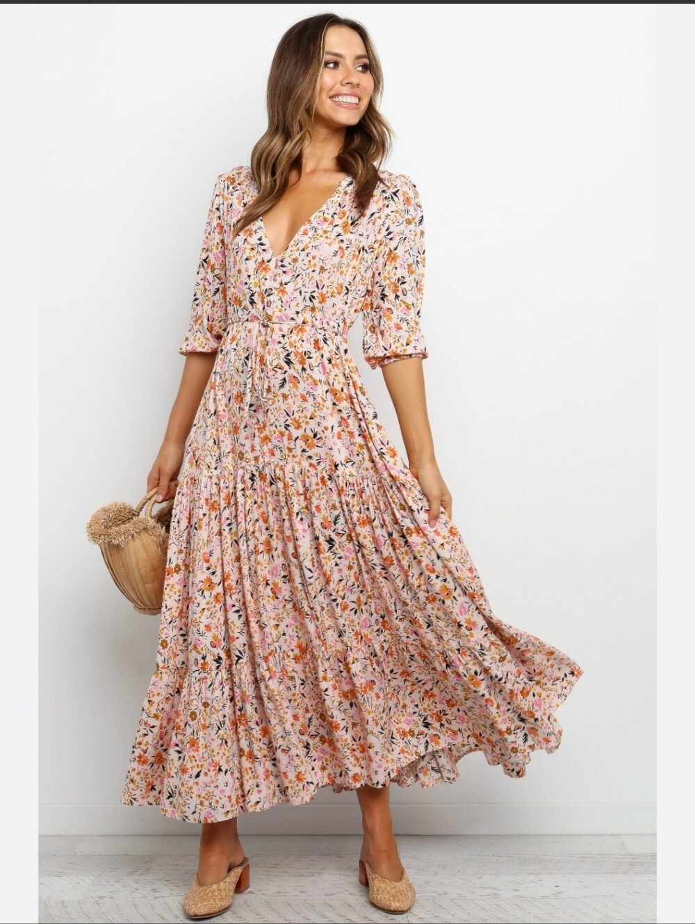 Petal & Pup Floral Maxi Dress Cottagecore Feminine Size Small